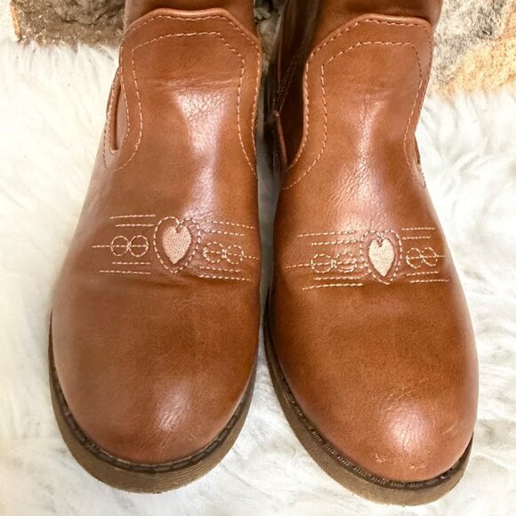 Brown Kids Cowboy Boots With Glitter Stitching Size 4 - Picture 9 of 13